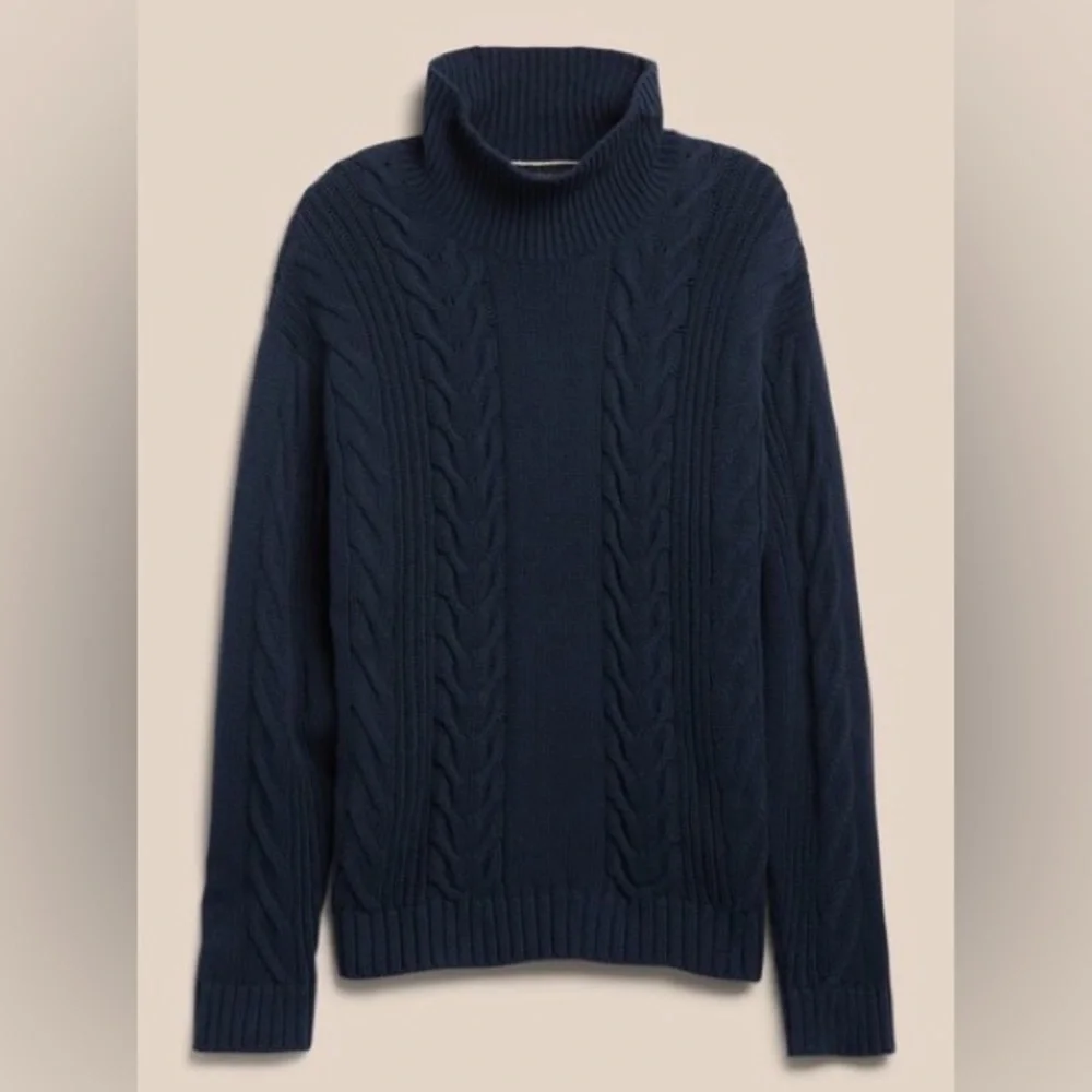 NWT! Banana Republic Navy Organic Cotton Cable-Knit Sweater - ALL TALL SIZES ♠️